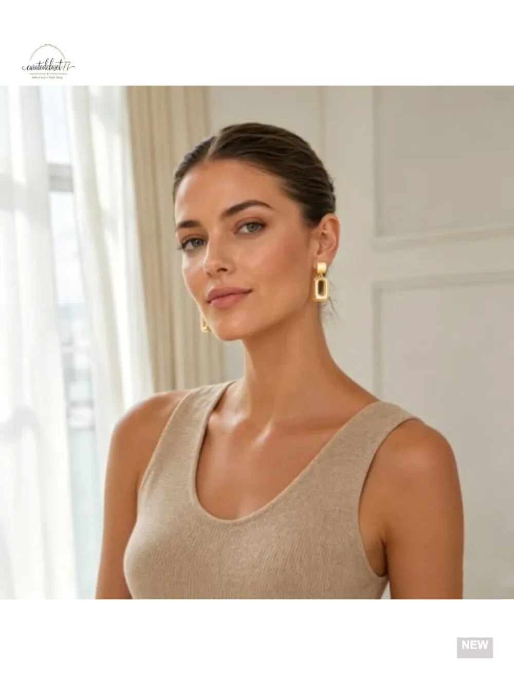 Geometric Drop Dangle Earrings 14K Gold Plated Chunky Statement